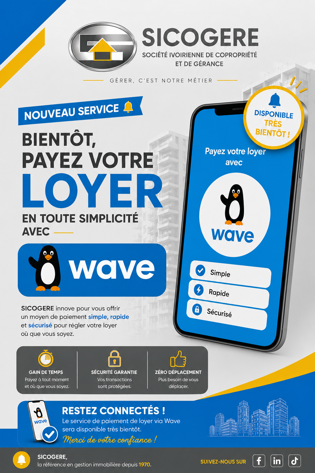 Bientôt payez votre loyer via WAVE avec la SICOGERE 